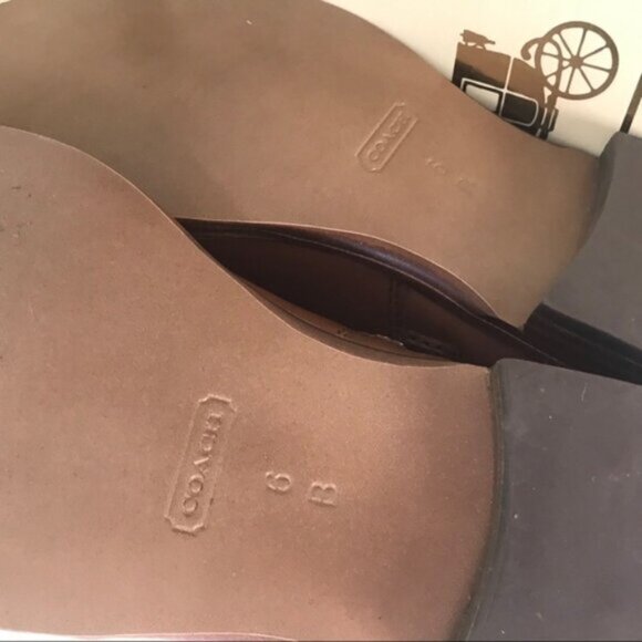 COACH NEW Monique Cognac Leather Tall Knee Boots Flat Minimalist Riding Tan 6 - Picture 9 of 16